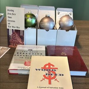 Salvation Army bundle books and ornaments one first edition Leadership Christian